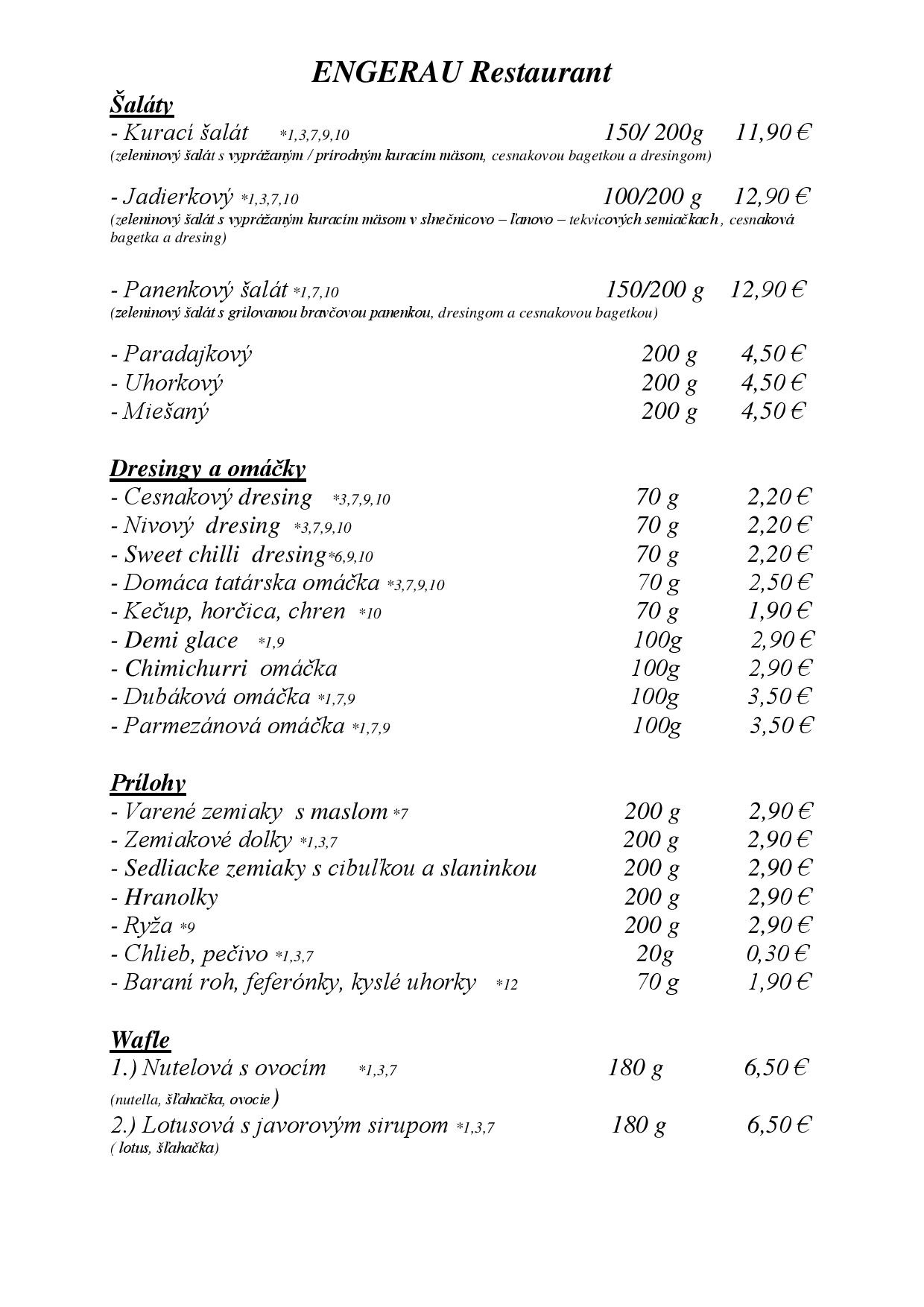 Jedálny lístok